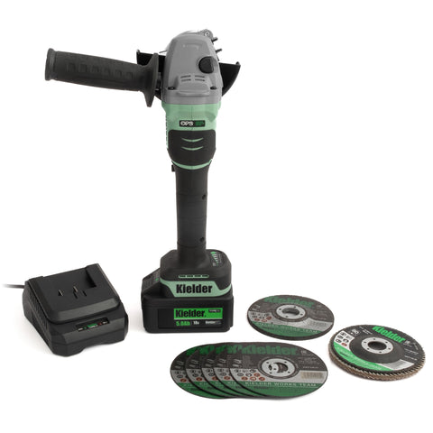 KWT-013-83 TYPE18 18v 115mm Angle Grinder, 1 x 5.0Ah, Charger + 7 Mixed Discs (Box)
