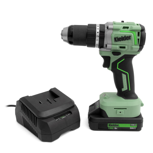 KWT-020-91 TYPE18 18v 75Nm Combi Drill, 1 x 2.0Ah + Charger + 3, 4, 6mm Cobalt Drill Bits + 6 & 7mm Masonry Drill Bits (Eco Case with EVA foam insert)