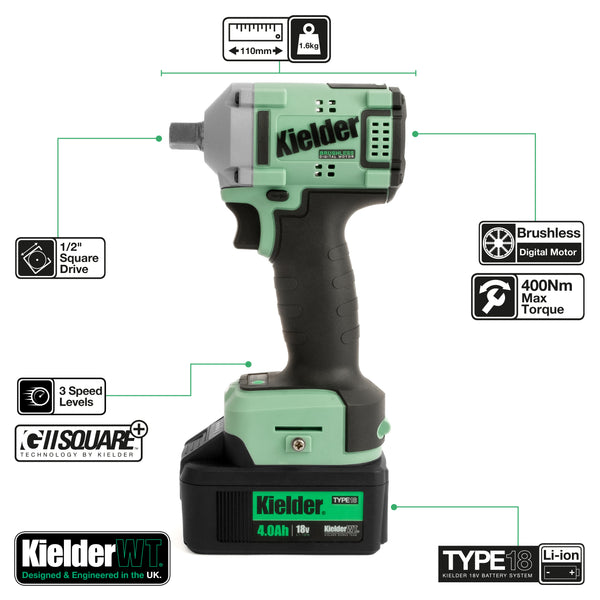 KWT-040-88 TYPE18 18v 1/2" Ultra Compact Impact Wrench + 1 x 4.0Ah Battery (Bare + Battery)