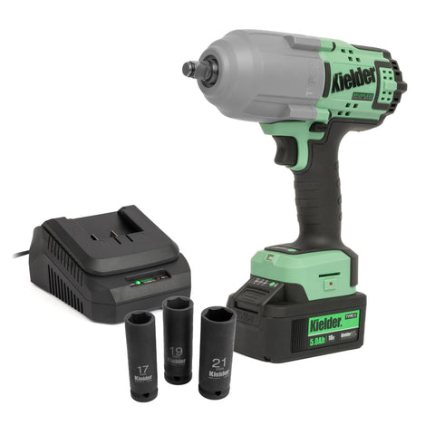 KWT-085-95 TYPE18 18v 1/2" High Torque Impact Wrench, 1 x 5.0Ah Battery, Charger + 17, 19 & 21mm Sockets (Box)