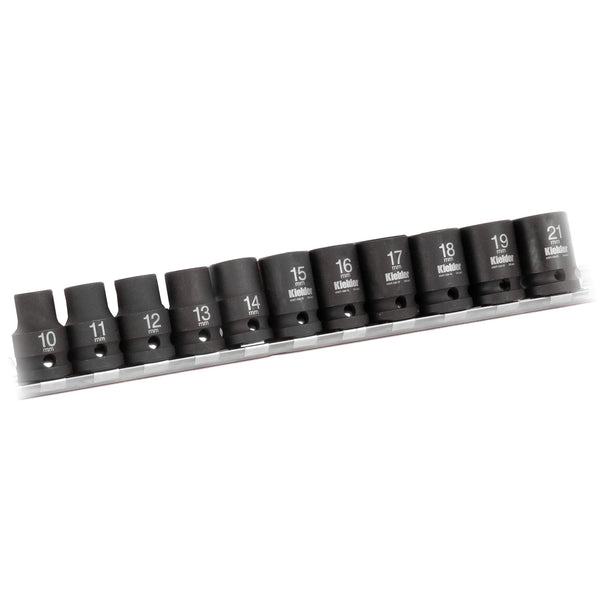 KWT-124-05 1/2" 11pc Short Impact Socket Set (On Socket Rail)