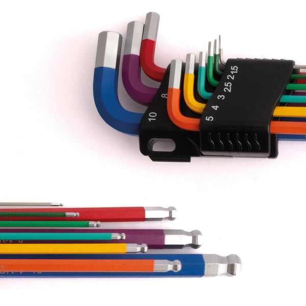 KWT-202-01 9pc Colour Coded Long Hex Key Set