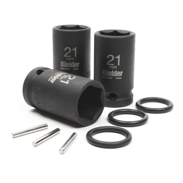 KWT-125-PO3 1/2" 21mm Impact Socket (52mm Long) + Pin & O-Ring (3 Pack)