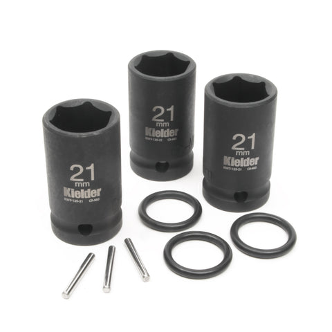 KWT-125-PO3 1/2" 21mm Impact Socket (52mm Long) + Pin & O-Ring (3 Pack)