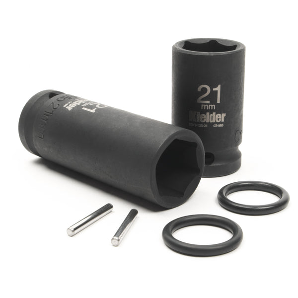 KWT-1256-PO2 1/2" 21mm Impact Sockets (52 & 80mm Long) + Pin & O-Rings (2 Pack)