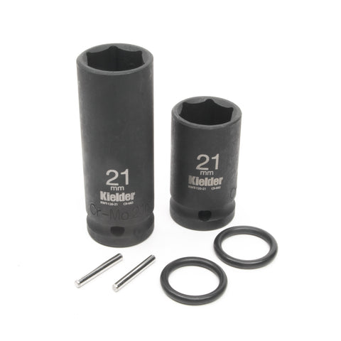 KWT-1256-PO2 1/2" 21mm Impact Sockets (52 & 80mm Long) + Pin & O-Rings (2 Pack)