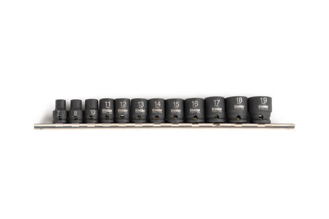 KWT-384 3/8" 12pc Short Impact Socket Set (On Socket Rail)