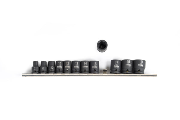 KWT-384 3/8" 12pc Short Impact Socket Set (On Socket Rail)